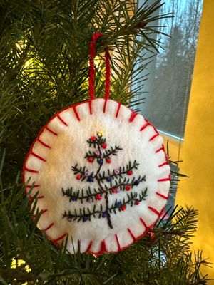 Embroidered Christmas tree ornament